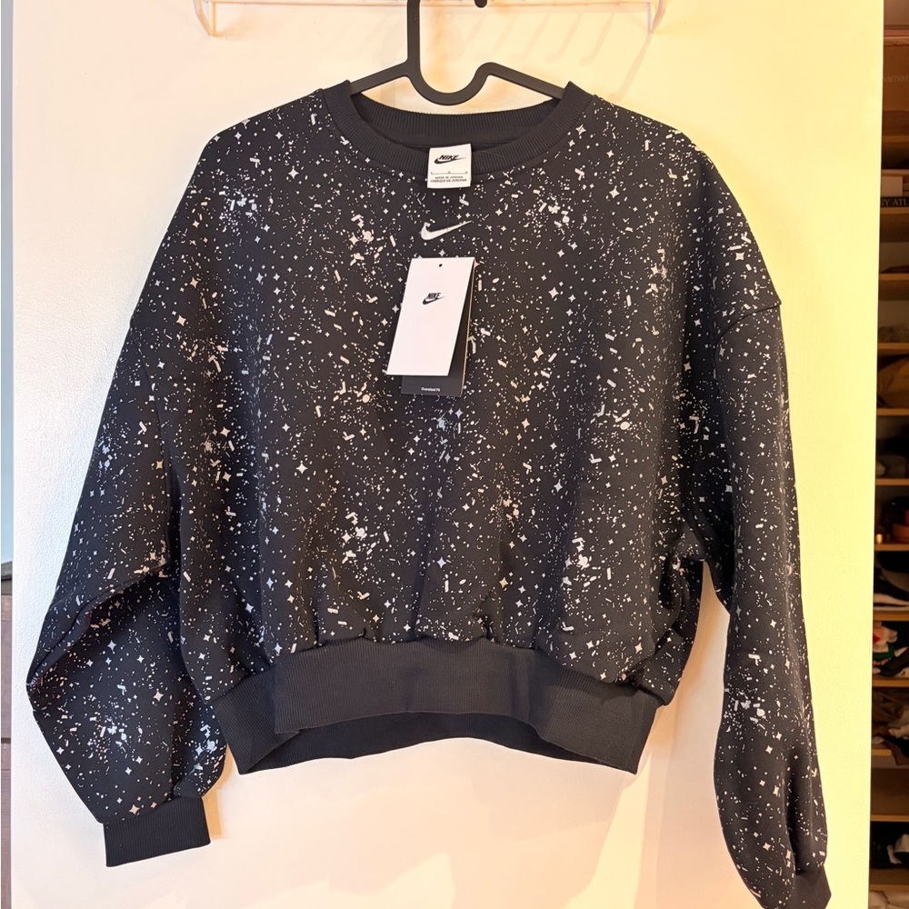 Nike Black and White Speckle Crewneck